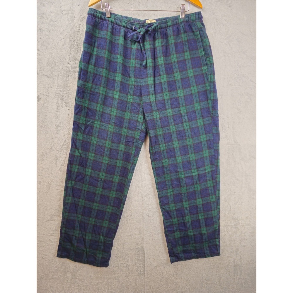 L.L. Bean Pajama Pants Mens Size Large Scottish Plaid Cotton Flannel Sleep 35x29